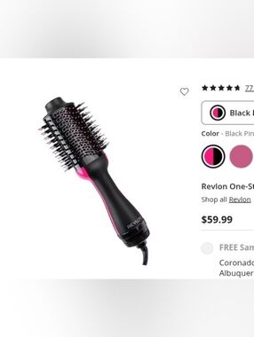 Revlon Pink Hot Air Round Brush Styler for Women